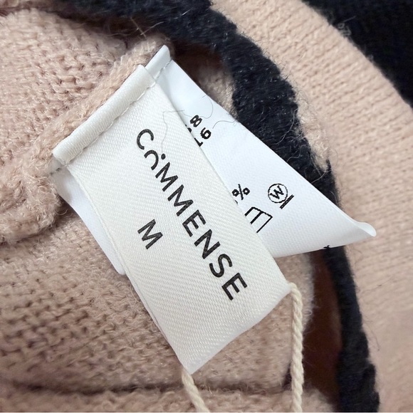 NWT Commense Contrast Wave Bow Sweater Cropped Tan and Black size medium - Picture 7 of 13